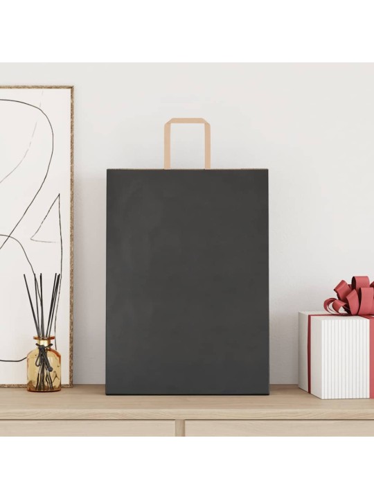 Paperikassit 250 kpl kahvoilla musta 32x17x44 cm