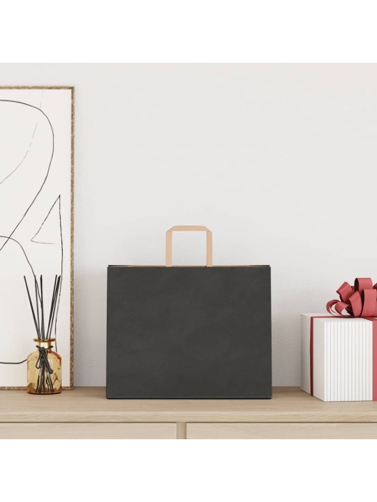 Paperikassit 250 kpl kahvoilla musta 32x22x24 cm