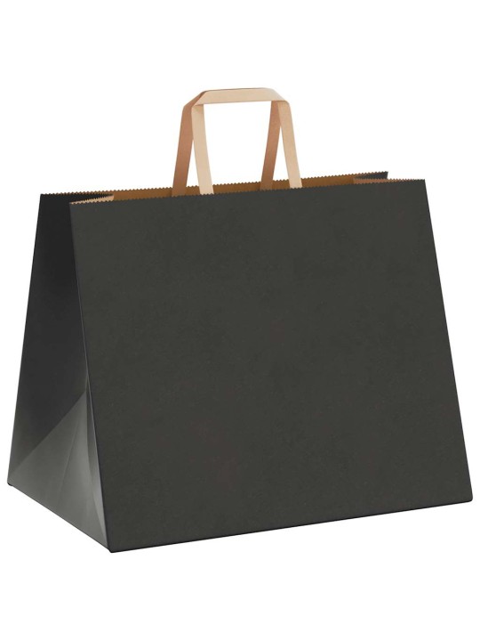 Paperikassit 250 kpl kahvoilla musta 32x22x24 cm