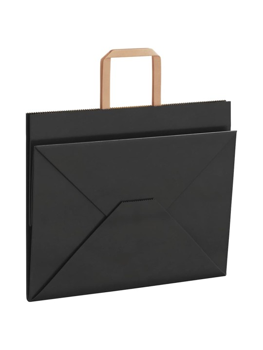 Paperikassit 250 kpl kahvoilla musta 32x22x24 cm