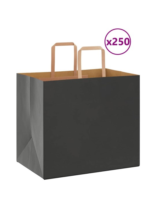 Paperikassit 250 kpl kahvoilla musta 32x22x28 cm
