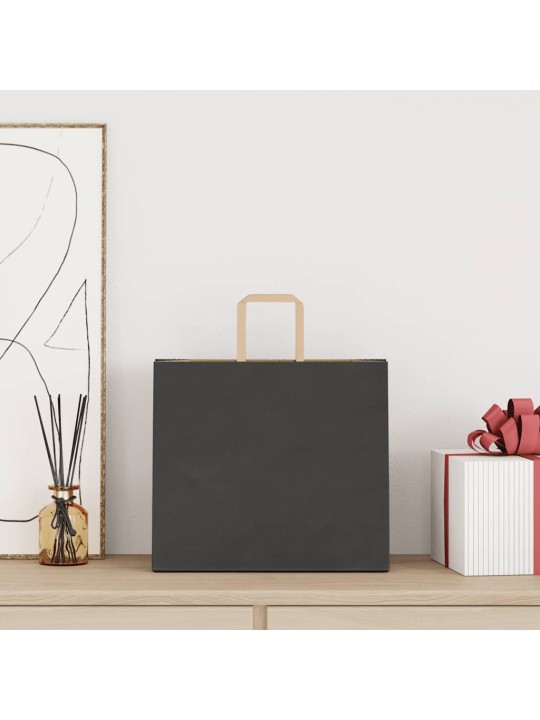 Paperikassit 250 kpl kahvoilla musta 32x22x28 cm