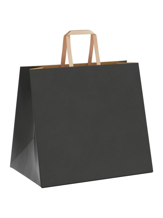 Paperikassit 250 kpl kahvoilla musta 32x22x28 cm