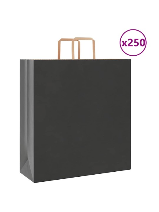 Paperikassit 250 kpl kahvoilla musta 45x17x48 cm