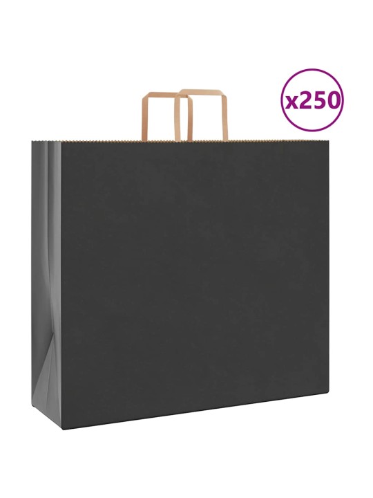 Paperikassit 250 kpl kahvoilla musta 54x15x49 cm