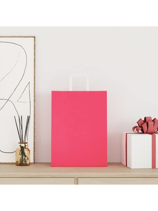 Paperikassit 50 kpl kahvoilla pinkki 26x12x35 cm