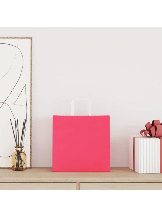Paperikassit 50 kpl kahvoilla pinkki 26x17x25 cm
