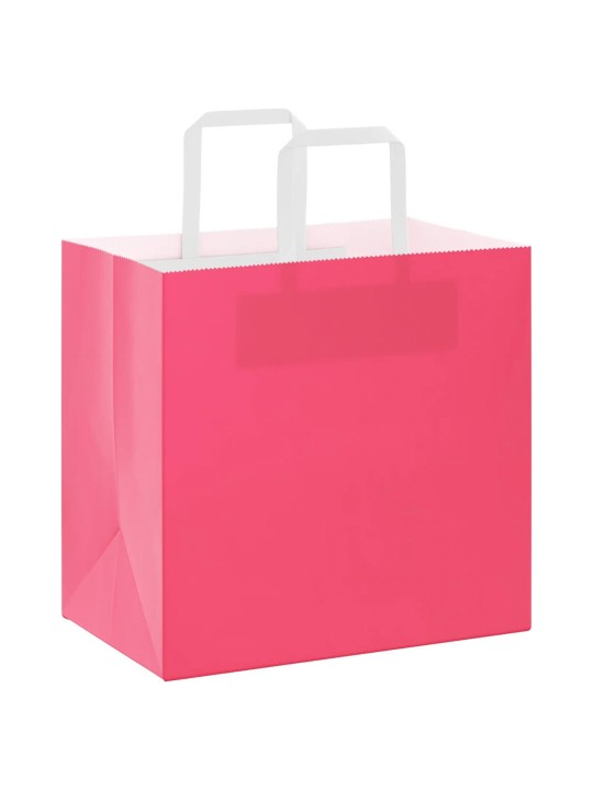 Paperikassit 50 kpl kahvoilla pinkki 26x17x25 cm