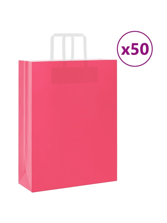Paperikassit 50 kpl kahvoilla pinkki 32x12x42 cm