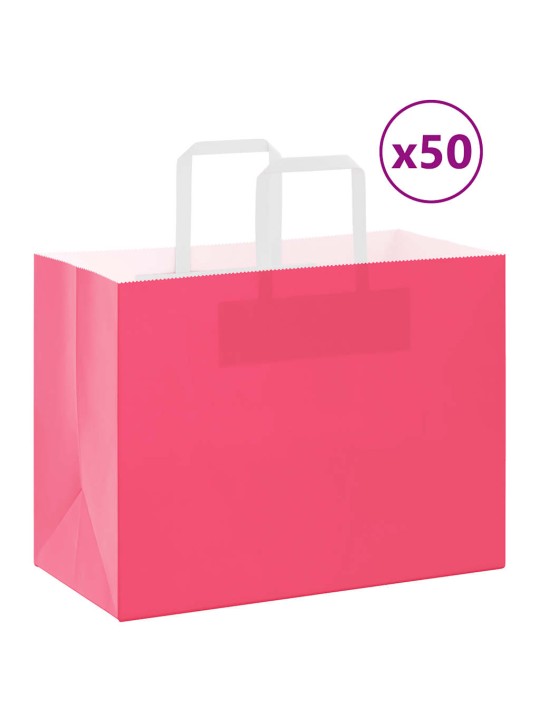 Paperikassit 50 kpl kahvoilla pinkki 32x17x25 cm
