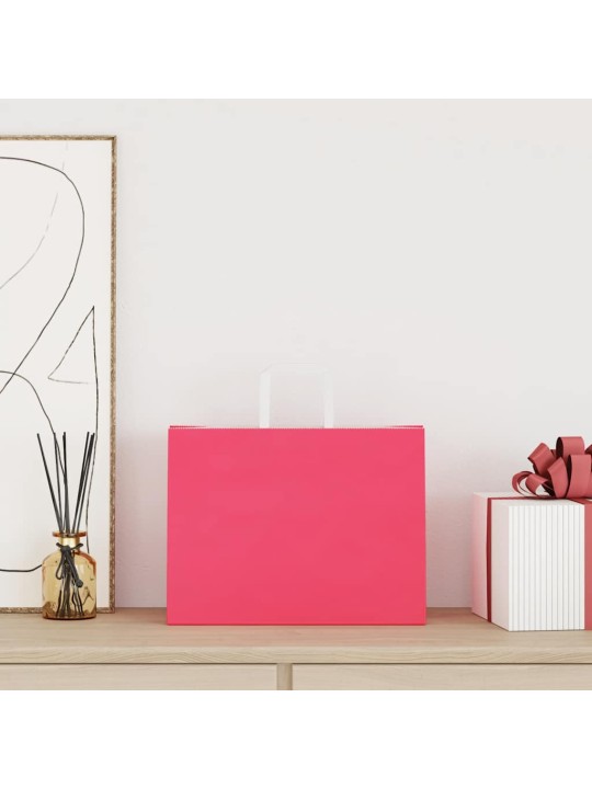 Paperikassit 50 kpl kahvoilla pinkki 32x17x25 cm