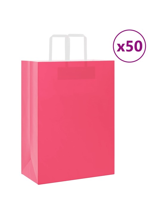 Paperikassit 50 kpl kahvoilla pinkki 32x17x44 cm