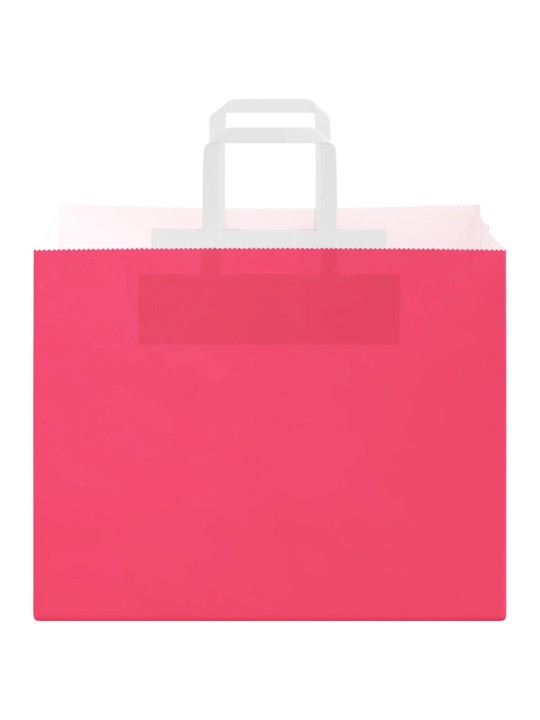 Paperikassit 50 kpl kahvoilla pinkki 32x22x24 cm