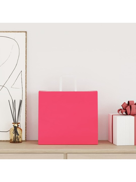 Paperikassit 50 kpl kahvoilla pinkki 32x22x28 cm