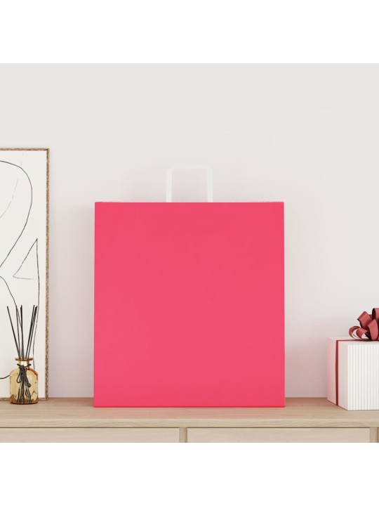 Paperikassit 50 kpl kahvoilla pinkki 45x17x48 cm