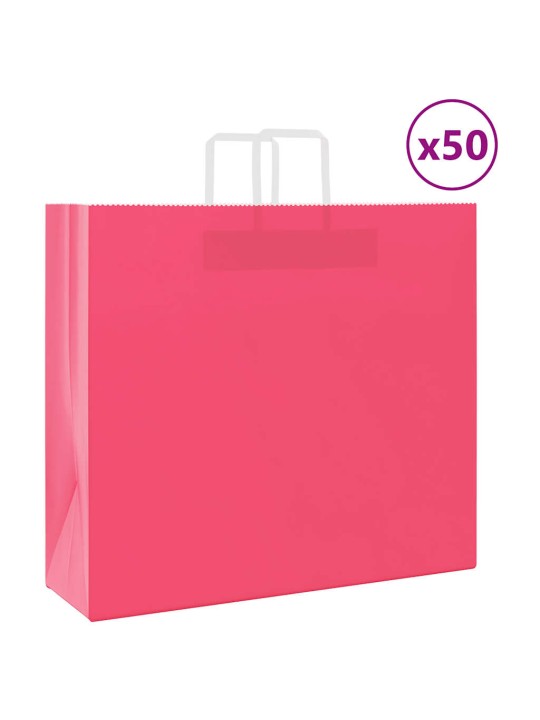 Paperikassit 50 kpl kahvoilla pinkki 54x15x49 cm