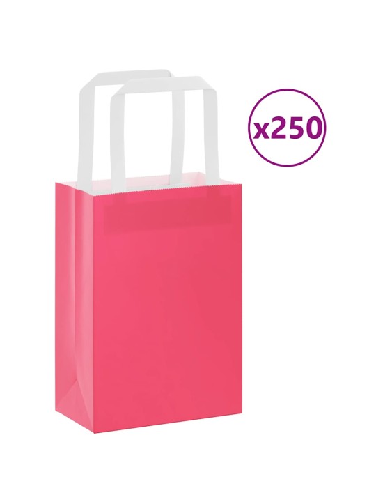 Paperikassit 250 kpl kahvoilla pinkki 15x8x21 cm