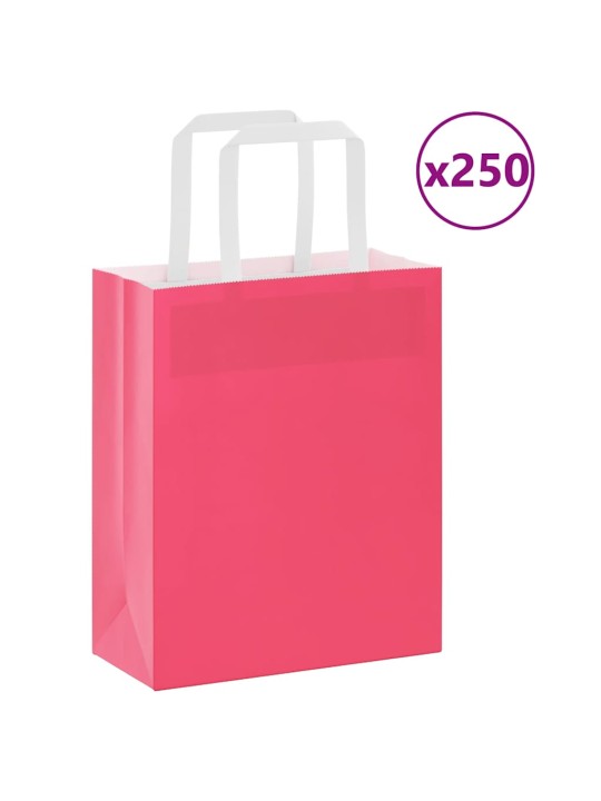 Paperikassit 250 kpl kahvoilla pinkki 18x8x22 cm