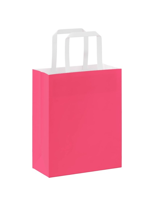 Paperikassit 250 kpl kahvoilla pinkki 18x8x22 cm