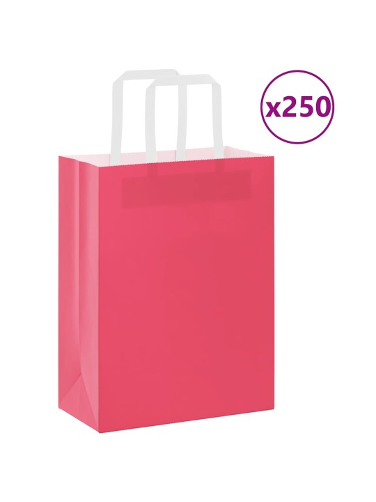 Paperikassit 250 kpl kahvoilla pinkki 21x11x28 cm