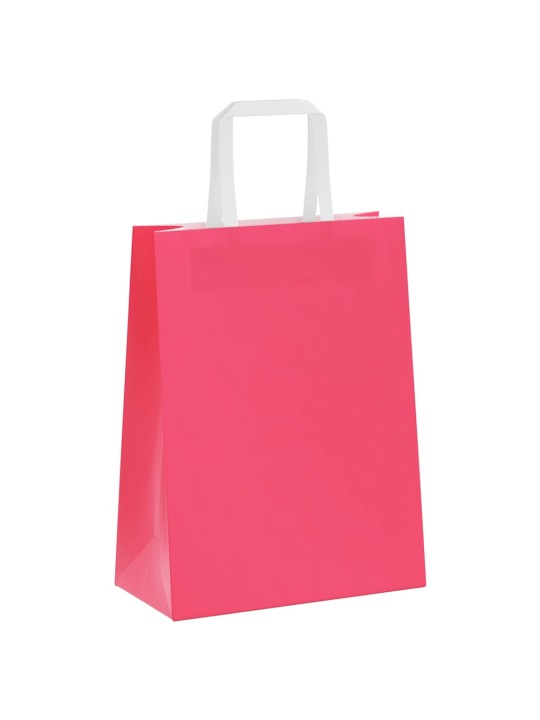Paperikassit 250 kpl kahvoilla pinkki 21x11x28 cm