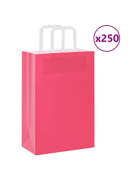 Paperikassit 250 kpl kahvoilla pinkki 21x11x31 cm