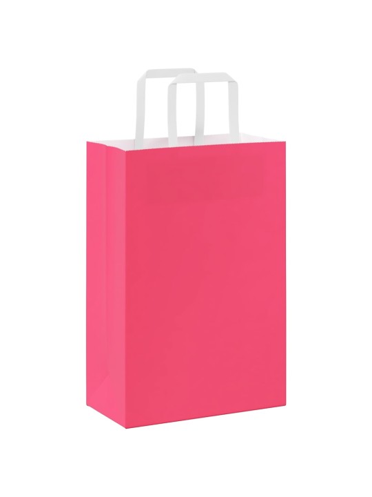 Paperikassit 250 kpl kahvoilla pinkki 21x11x31 cm
