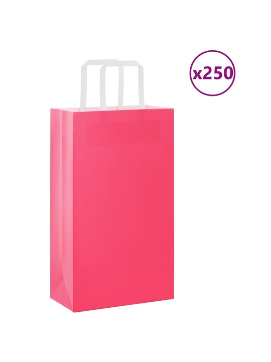 Paperikassit 250 kpl kahvoilla pinkki 21x11x36 cm