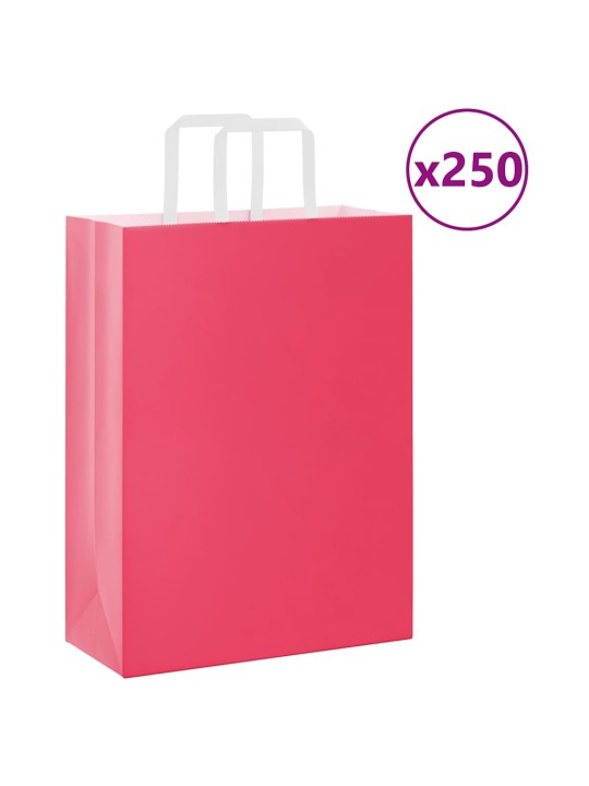 Paperikassit 250 kpl kahvoilla pinkki 26x12x35 cm