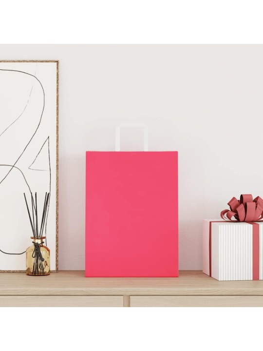 Paperikassit 250 kpl kahvoilla pinkki 26x12x35 cm
