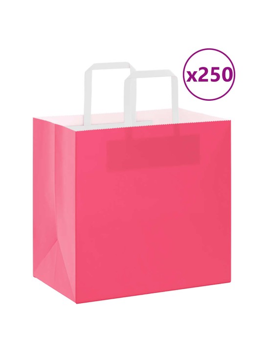 Paperikassit 250 kpl kahvoilla pinkki 26x17x25 cm