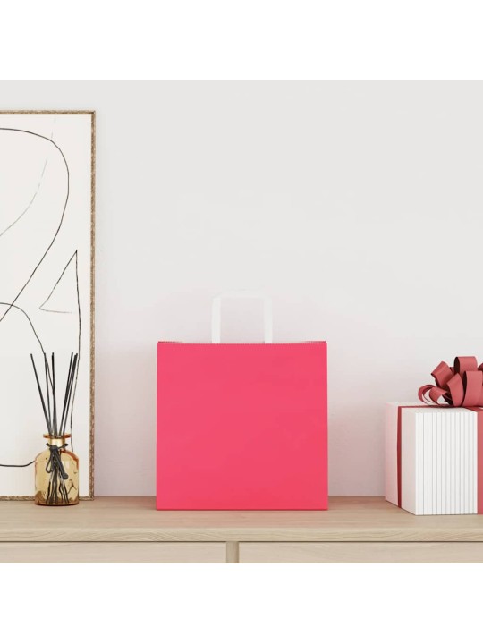 Paperikassit 250 kpl kahvoilla pinkki 26x17x25 cm