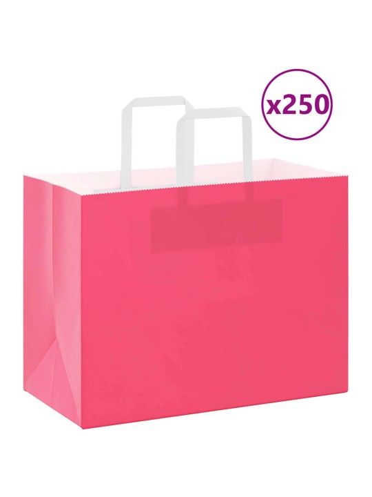 Paperikassit 250 kpl kahvoilla pinkki 32x17x25 cm