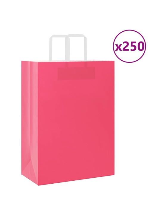 Paperikassit 250 kpl kahvoilla pinkki 32x17x44 cm