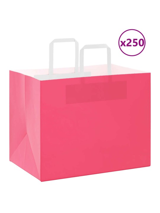 Paperikassit 250 kpl kahvoilla pinkki 32x22x24 cm
