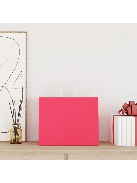 Paperikassit 250 kpl kahvoilla pinkki 32x22x24 cm