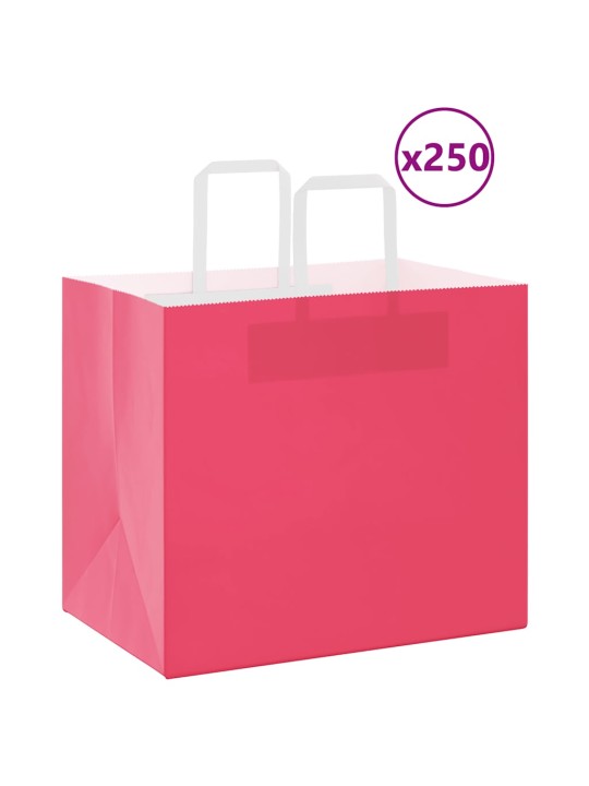 Paperikassit 250 kpl kahvoilla pinkki 32x22x28 cm