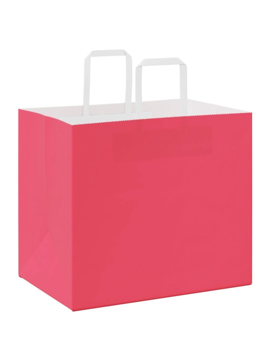 Paperikassit 250 kpl kahvoilla pinkki 32x22x28 cm