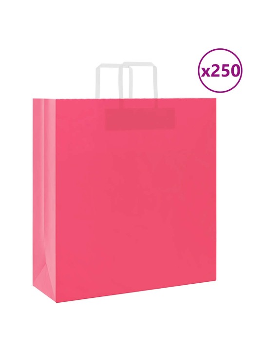 Paperikassit 250 kpl kahvoilla pinkki 45x17x48 cm