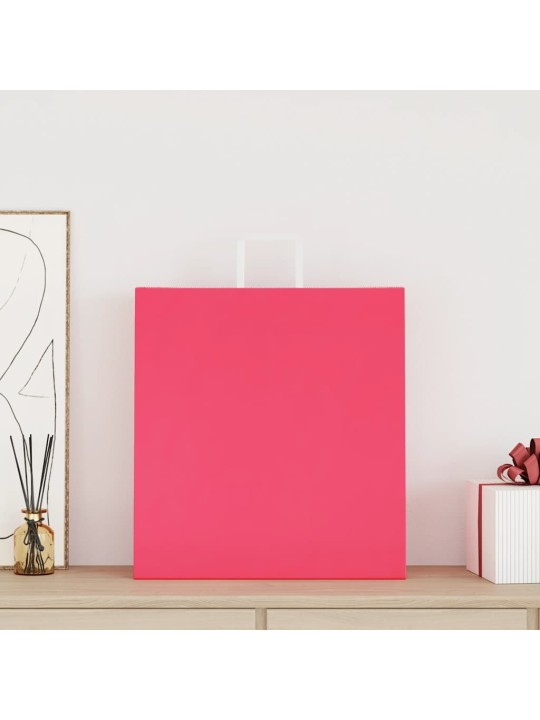 Paperikassit 250 kpl kahvoilla pinkki 45x17x48 cm