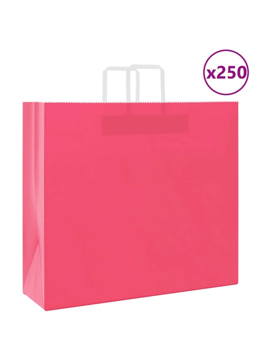 Paperikassit 250 kpl kahvoilla pinkki 54x15x49 cm