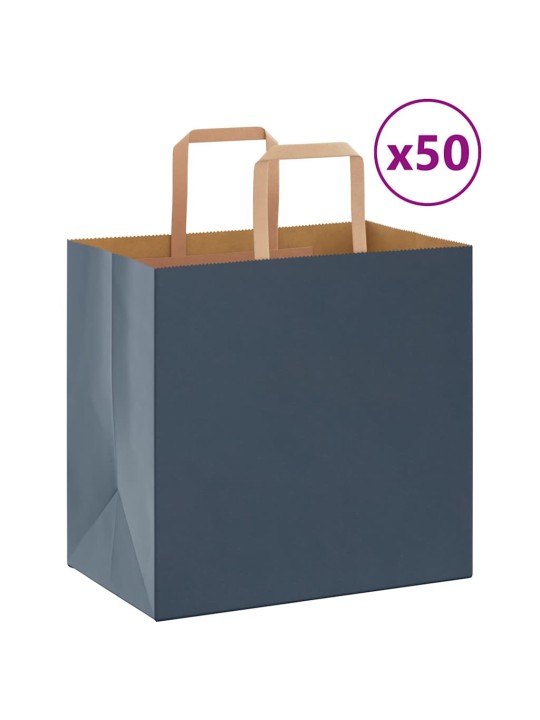 Paperikassit 50 kpl kahvoilla sininen 26x17x25 cm