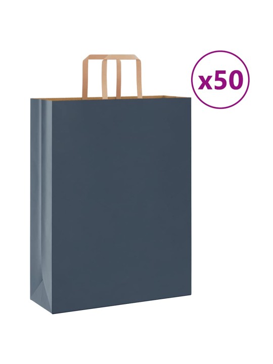 Paperikassit 50 kpl kahvoilla sininen 32x12x42 cm