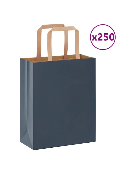 Paperikassit 250 kpl kahvoilla sininen 18x8x22 cm