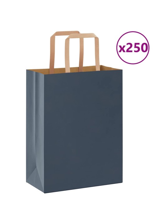 Paperikassit 250 kpl kahvoilla sininen 21x11x28 cm