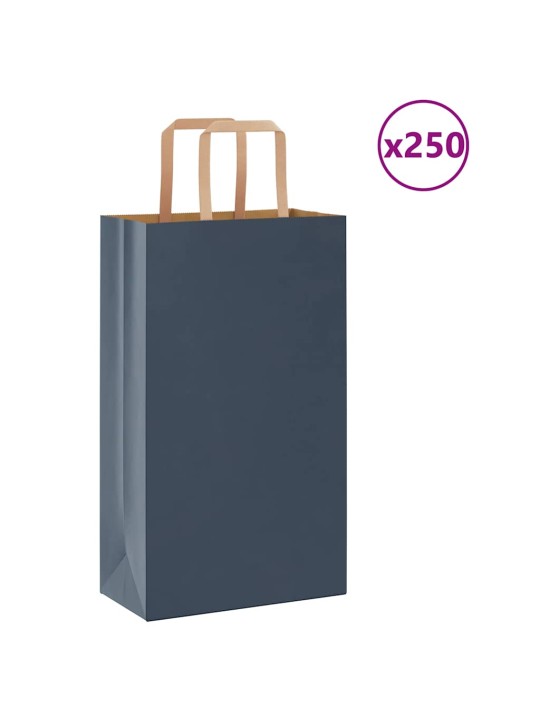 Paperikassit 250 kpl kahvoilla sininen 21x11x36 cm