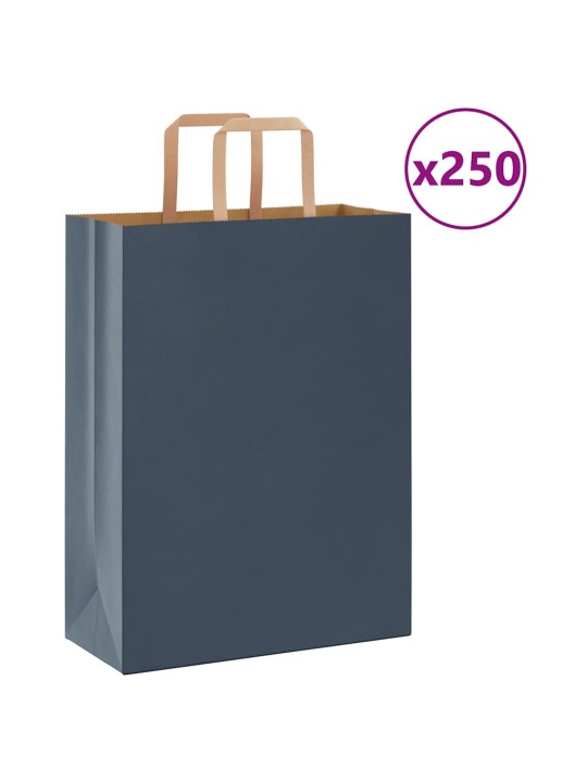 Paperikassit 250 kpl kahvoilla sininen 26x12x35 cm