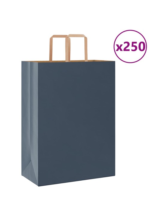 Paperikassit 250 kpl kahvoilla sininen 32x17x44 cm