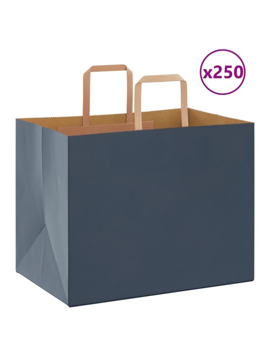 Paperikassit 250 kpl kahvoilla sininen 32x22x24 cm