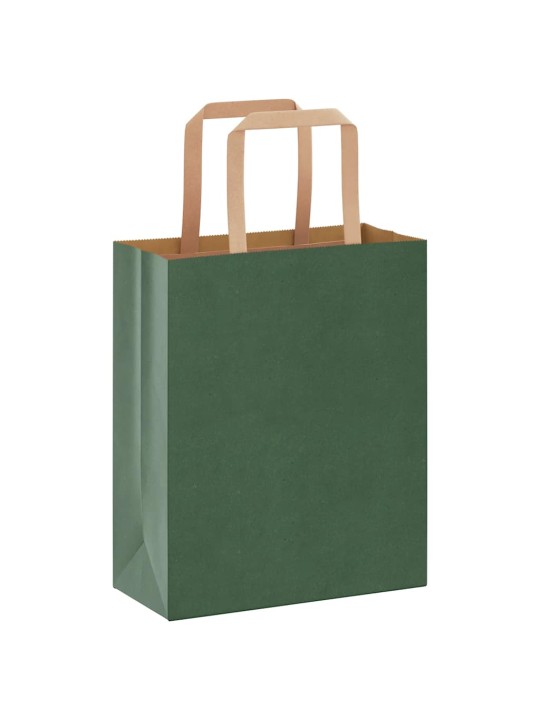 Paperikassit 50 kpl kahvoilla vihreä 18x8x22 cm